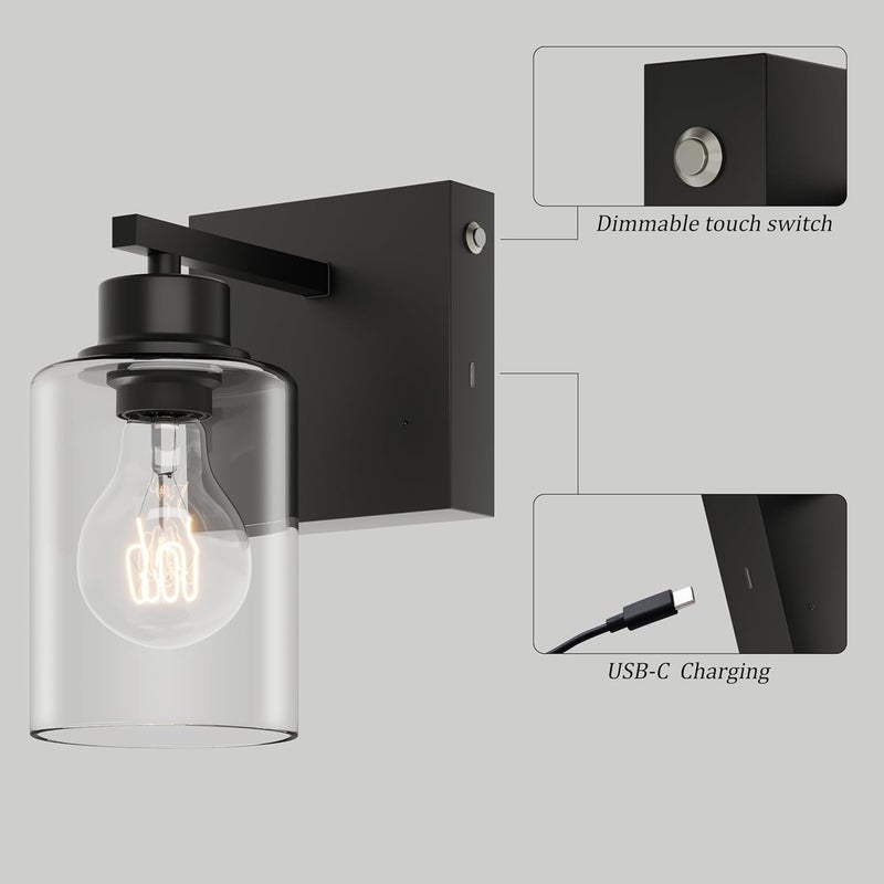 Rayogale Battery Operated Wall Sconce Set of 2, Black Rechargeable Wall Lights with Timer Function, Easy Install Dimmable Wireless Wall Lamps for Living Room, Bedroom, Hallway, Entryway Decor 3000K - Image 3